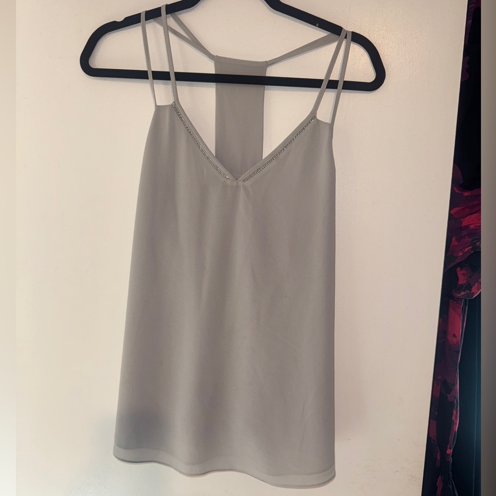 Naked Zebra Light Gray Camisole Top with Silver Details